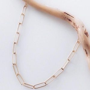 Paper Clip Chain Necklace Gold Color